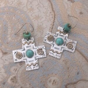 Handmade Navajo Style Cross Earrings